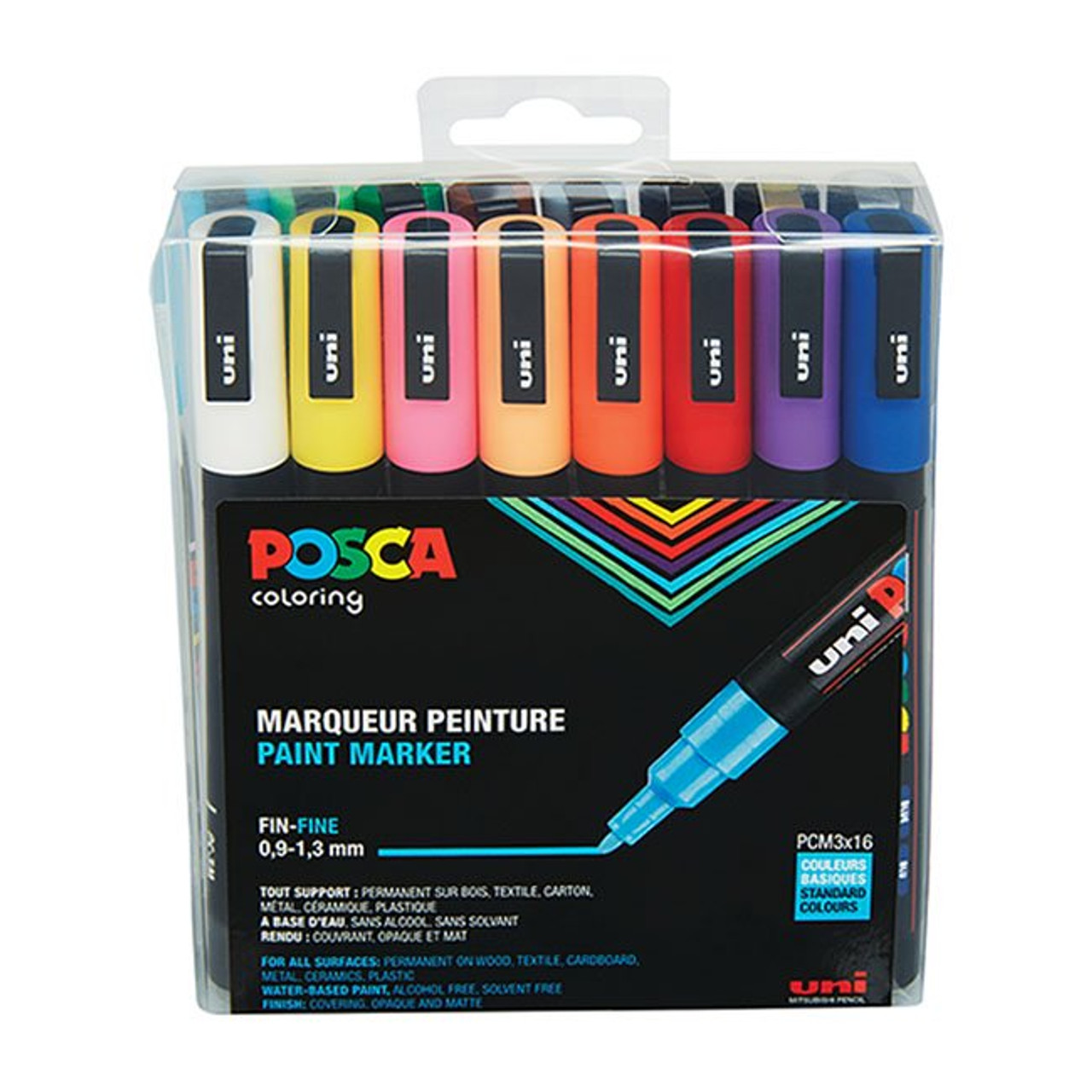 Posca Fine Tip Paint Marker Set, 16 Colors - Artist & Craftsman Supply